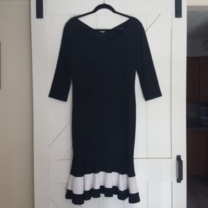 Women's Black & White Midi Dress, Size XL